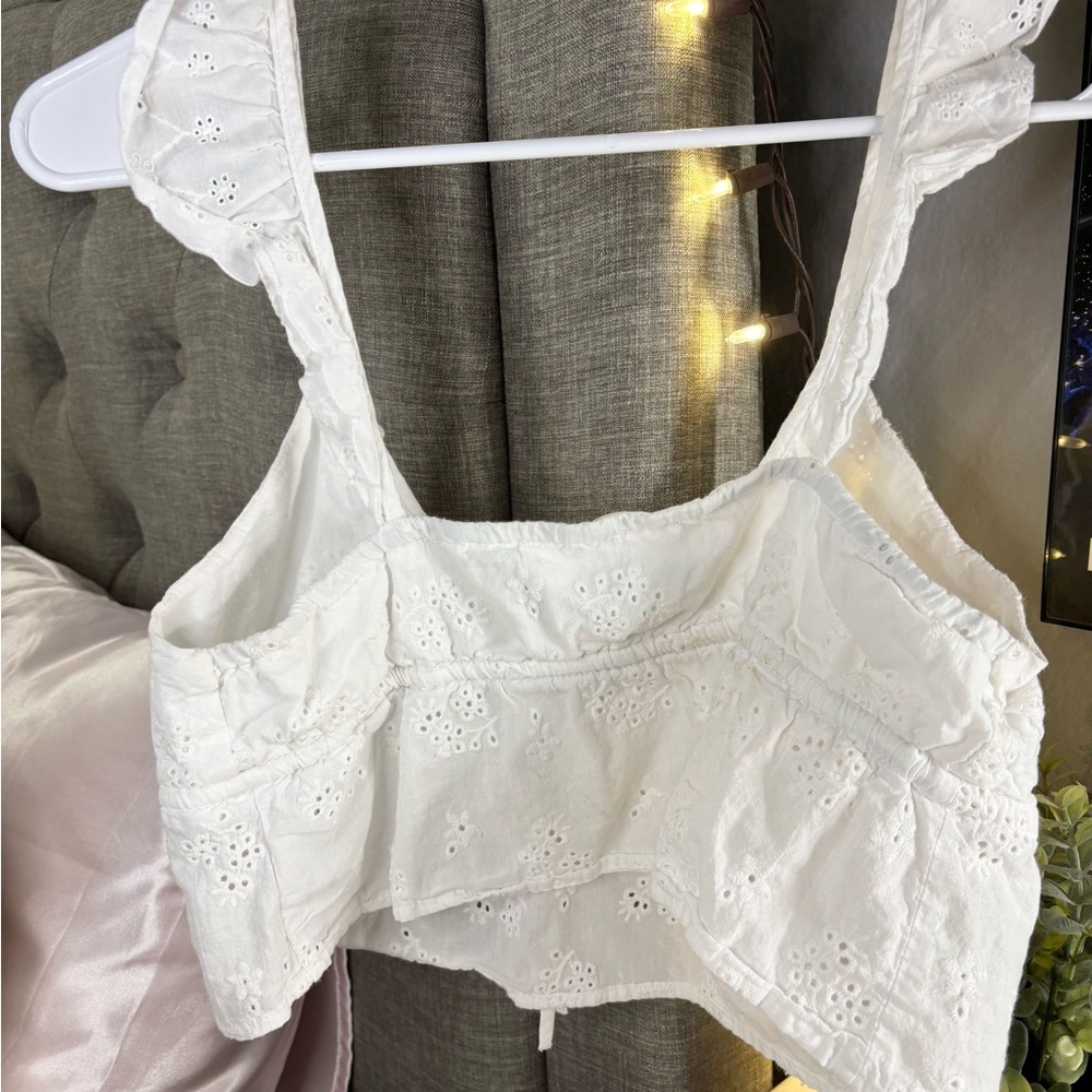 White Ruffle Crop Top - Picture 3 of 3